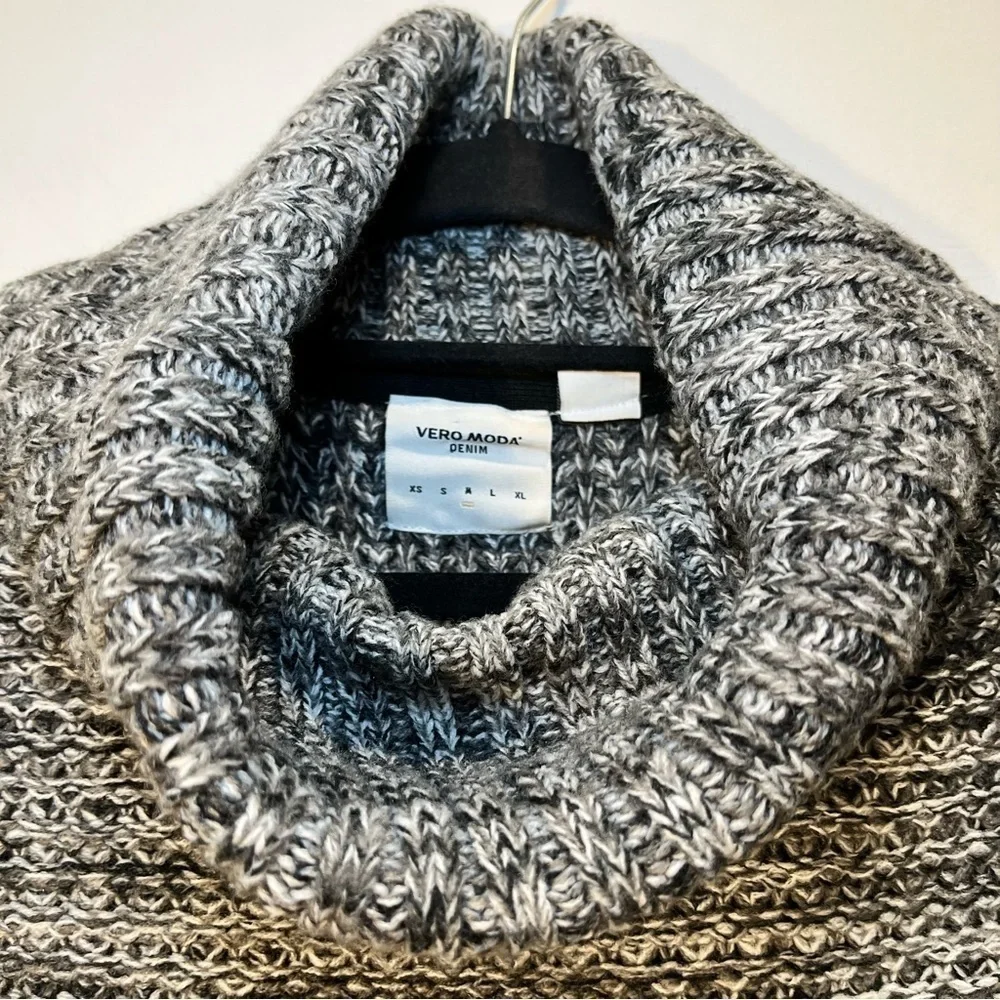 Vero Moda Cowl Neck Split Hem Tunic Black White Gray Knit Cowl Neck Sweater - Picture 5 of 10